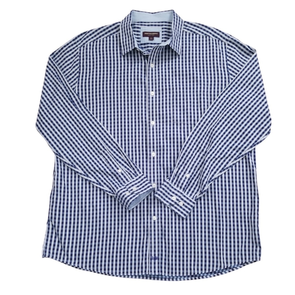 Johnston & Murphy Men's Blue Long Sleeve Button Casual‎ Shirt Size XL